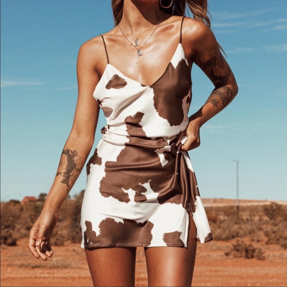 Cow print Silk dress